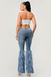 Distressed Pearl Embellished Feather Detail Women's Jeans - Trendy Casual Style - Minihomy