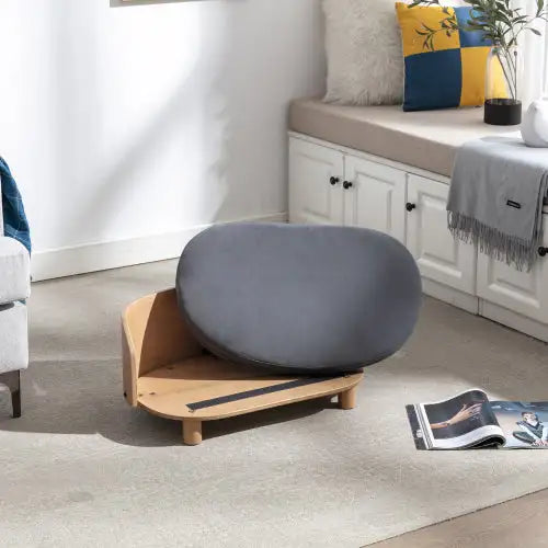 Elevated Dog Bed, Scandinavian Style Pet Sofa - Walnut Wood & Velvet