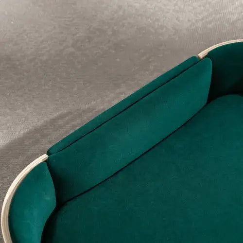 Elevated Dog Bed - Scandinavian Style Pet Sofa, Oak Wood & Velvet