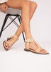 AVA 2 Leather Flat Sandals with Oversized Buckle - Casual Chic for Spring - Minihomy