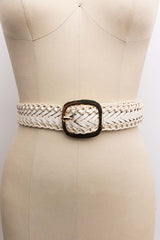 Crochet Trimmed Woven Leather Belt - Minihomy