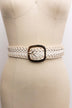 Crochet Trimmed Woven Leather Belt - Minihomy