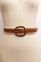 Crochet Trimmed Woven Leather Belt - Minihomy