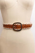 Crochet Trimmed Woven Leather Belt - Minihomy