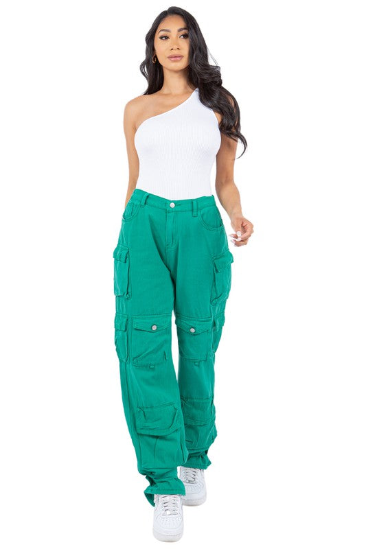 Sexy Cargo Style Denim Pants