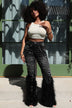 Distressed Pearl Embellished Feather Detail Women's Jeans - Trendy Casual Style - Minihomy