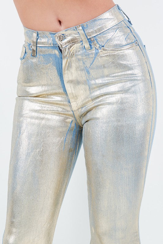 Bell Bottom Jean in Gold Foil - Minihomy