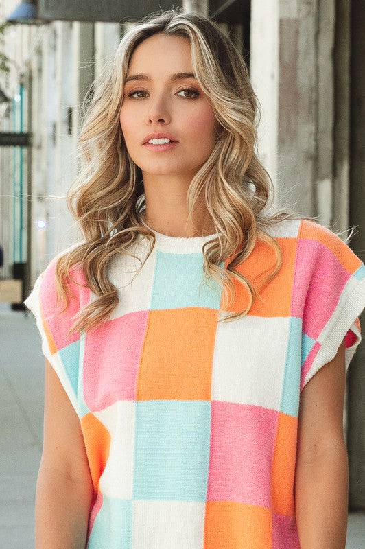 Colorful Checkered Sweater Vest for Men & Women - Minihomy