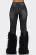 Distressed Pearl Embellished Feather Detail Women's Jeans - Trendy Casual Style - Minihomy
