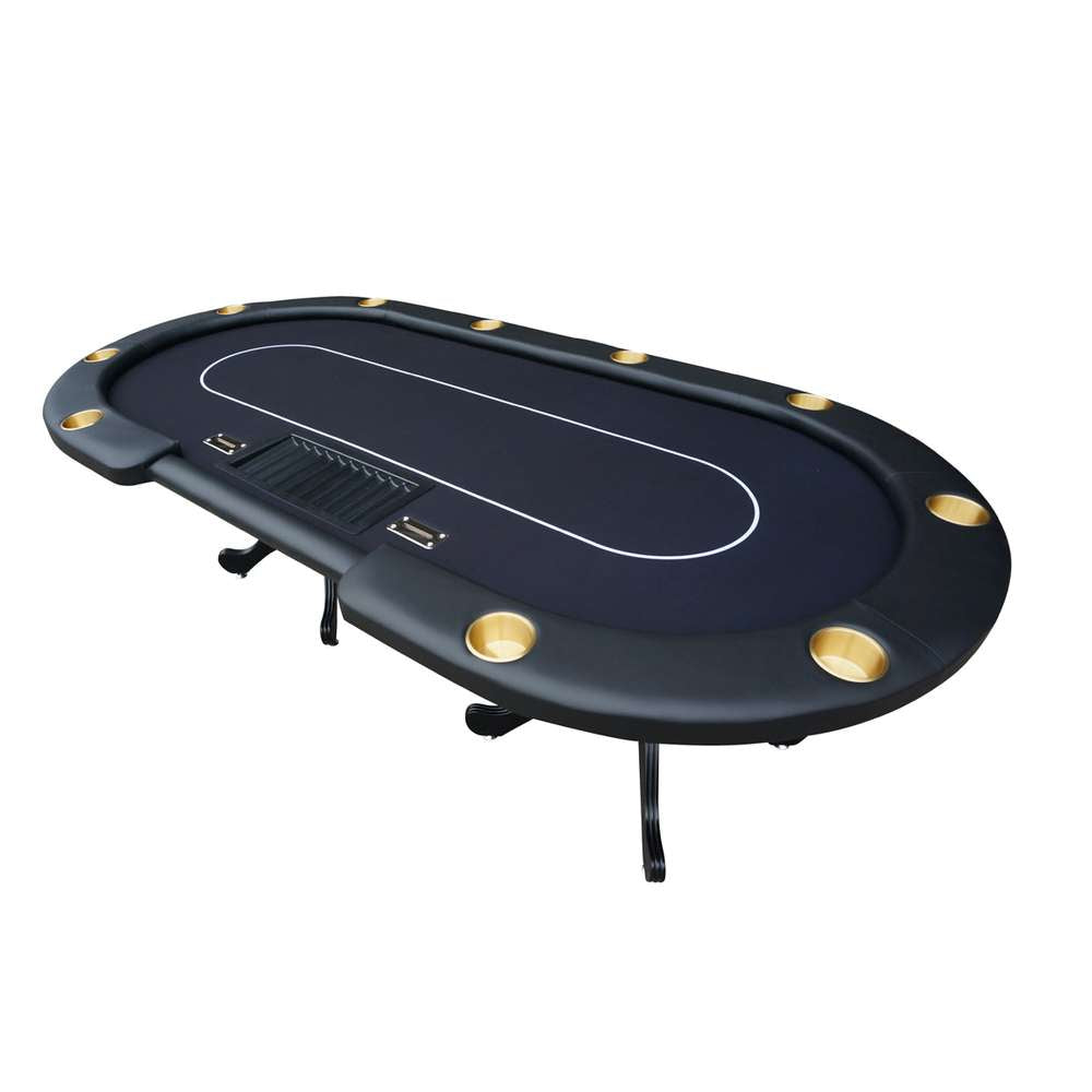 96" Oval Poker Table - Premium Texas Holdem - Waterproof Felt, Cup Holders