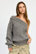 Oversized One Shoulder Sweater for Women - Cozy and Stylish Knit Pullover - Minihomy