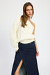 Oversized One Shoulder Sweater for Women - Cozy and Stylish Knit Pullover - Minihomy