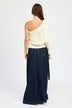 Oversized One Shoulder Sweater for Women - Cozy and Stylish Knit Pullover - Minihomy