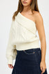 Oversized One Shoulder Sweater for Women - Cozy and Stylish Knit Pullover - Minihomy