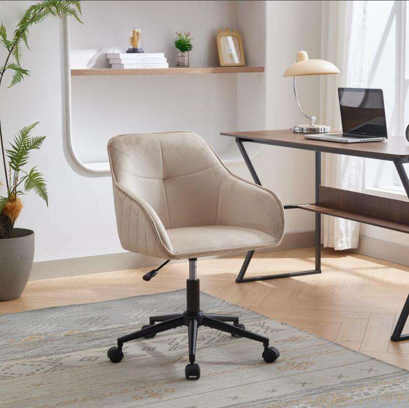 Velvet Office Chair with Wheels - Modern Desk Chair for Home, Bedroom, Living Room