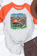 Game Day Orange Helmet Friday Nights Raglan T-Shirt - Unisex Sports Apparel - Minihomy