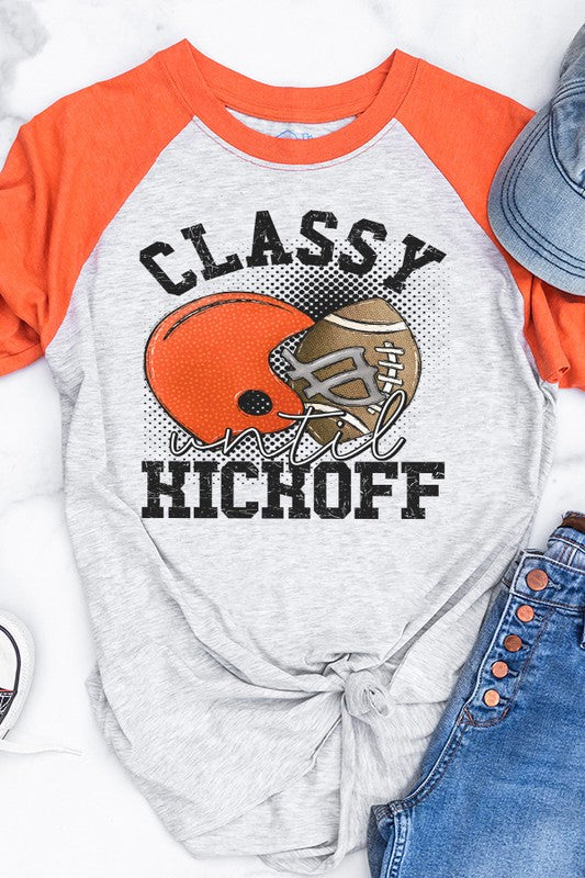 Game Day Orange Classy Raglan Shirt - Stylish Until Kickoff - Minihomy
