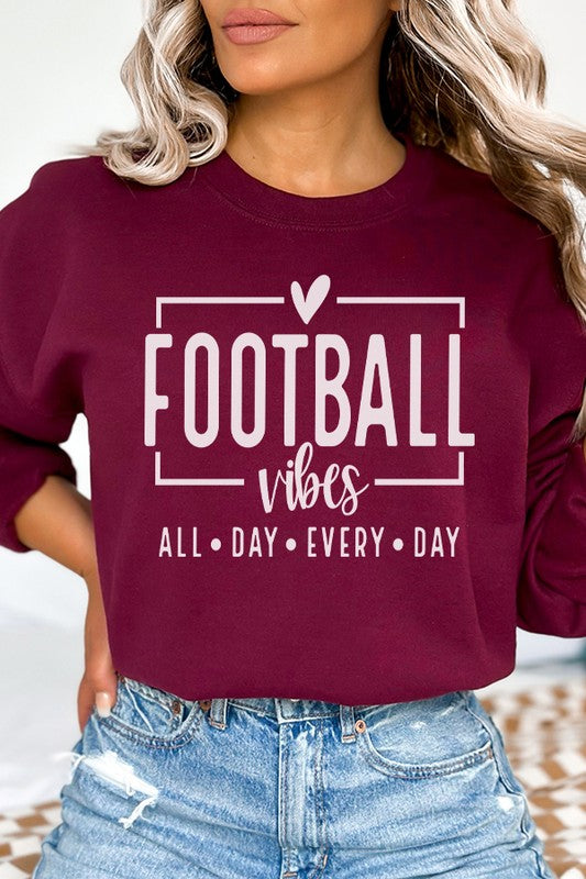 Football Vibes All Day Sweatshirt - Fall Game Day Apparel - Minihomy