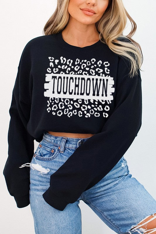 Fall Football Leopard Touchdown Sweatshirt - Minihomy