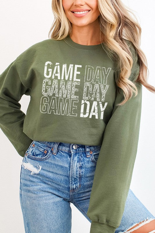 Distressed Fall Football Game Day Stack Sweatshirt - Minihomy