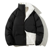 Warm Couples Winter Coats, Plush Thickened Stand Collar Jackets