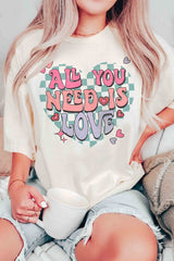Plus Size - All You Need Is Love Graphic T-Shirt - Minihomy