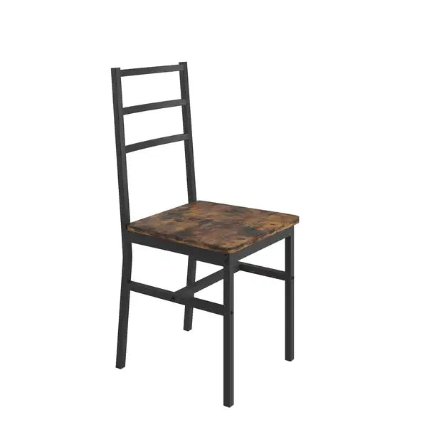 Industrial 5-Piece Dining Set with Backrest - Solid Steel Table and Chairs - Minihomy