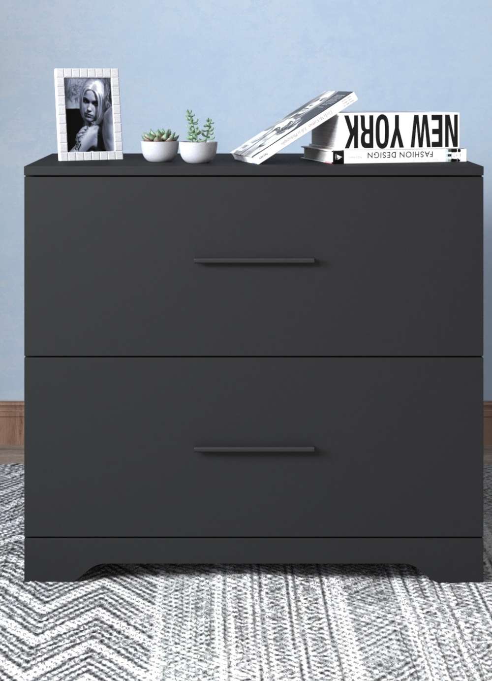 Black 2-Drawer Lateral File Cabinet - Home Office Storage