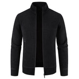Fleece-lined Thickened Men's Knitted Stand Collar Jacket - Minihomy