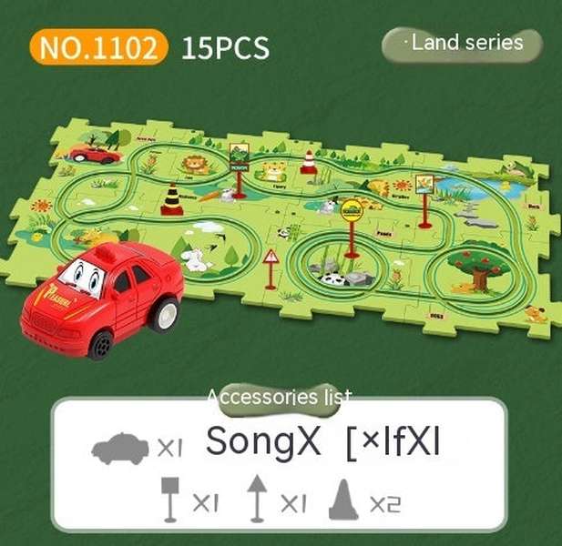Children Puzzle Electric Railroad Speeder DIY Assembly Electric Car Automatic Rail City Scene - Minihomy