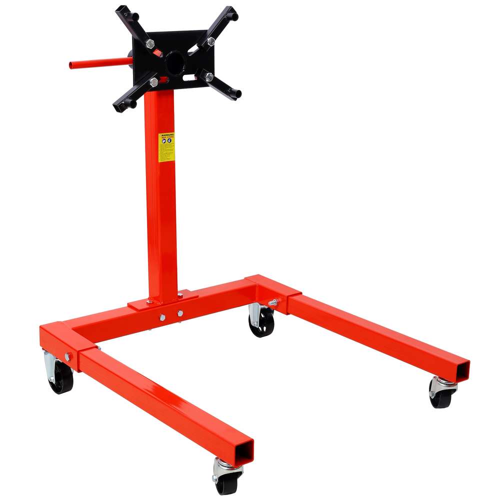 Heavy-Duty Engine Stand (1500 lbs), Rotating, 4 Adjustable Arms - Red