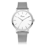 Women's Silver & Gold Mesh Marble Watch - Vansvar Fashion Quartz Wristwatch