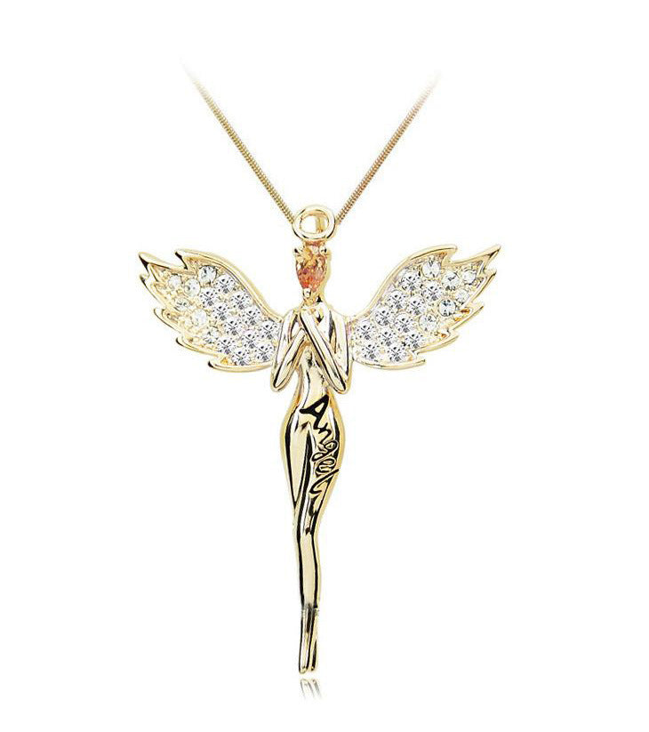 Diamond Angel Wing Necklace: Dainty Sterling Silver Pendant