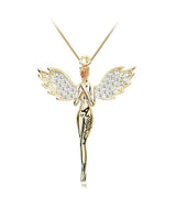 Diamond Angel Wing Necklace: Dainty Sterling Silver Pendant