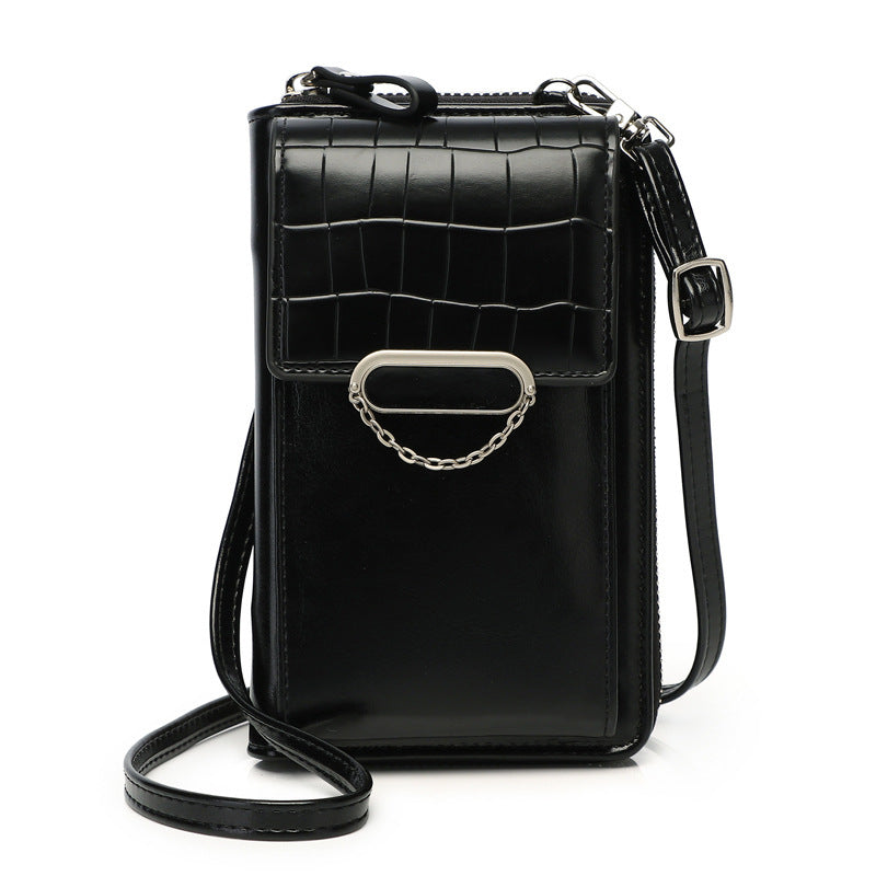 Women's Stone Pattern Crossbody Phone Bag with Chain Strap