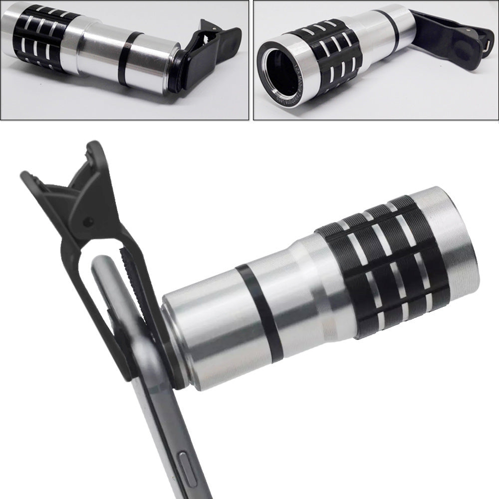 12x Telephoto Lens for Phone - Universal Clip, HD Outdoor Video