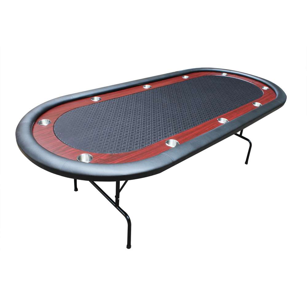 Foldable Poker Table - 96" Light Series, Wooden Racetrack, Stainless Steel Legs