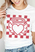 Plus Size - Checkered Angel Heart Graphic T-Shirt - Minihomy