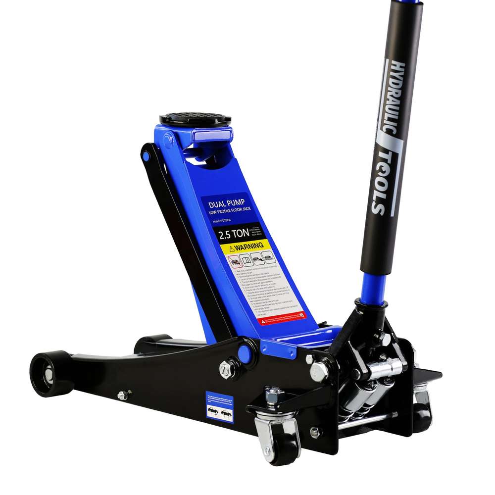 2.5 Ton Low Profile Steel Racing Jack - Dual Piston Quick Lift - 3.5"-19.5" Lift