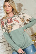 Plus Size Mix and Match Floral Print Sweatshirt - Oversized Fit, Round Neck, Long Sleeves - Minihomy
