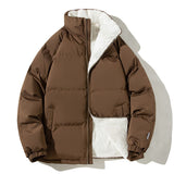 Warm Couples Winter Coats, Plush Thickened Stand Collar Jackets