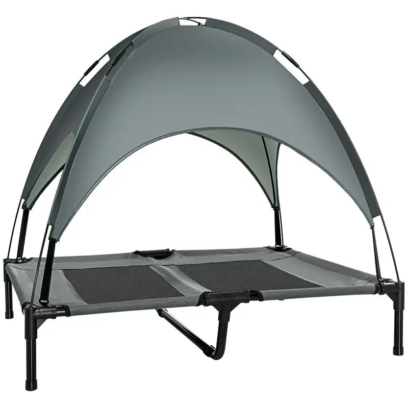 PawHut Elevated Dog Cot, 36" Gray Pet Bed with UV Canopy