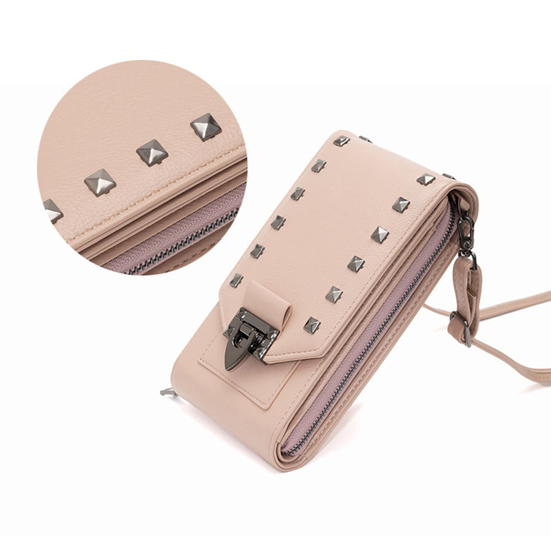 Women's Solid Crossbody Bag - Rivet Design Shoulder Phone Handbag