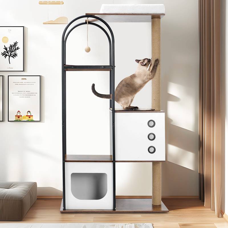 Modern Cat Tree Condo: Multi-Level Cat Tower with Cave & Scratching Posts