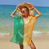 Beach Hollow Out Tops Cover-Up Knit Bikini Over-Blouse - Minihomy