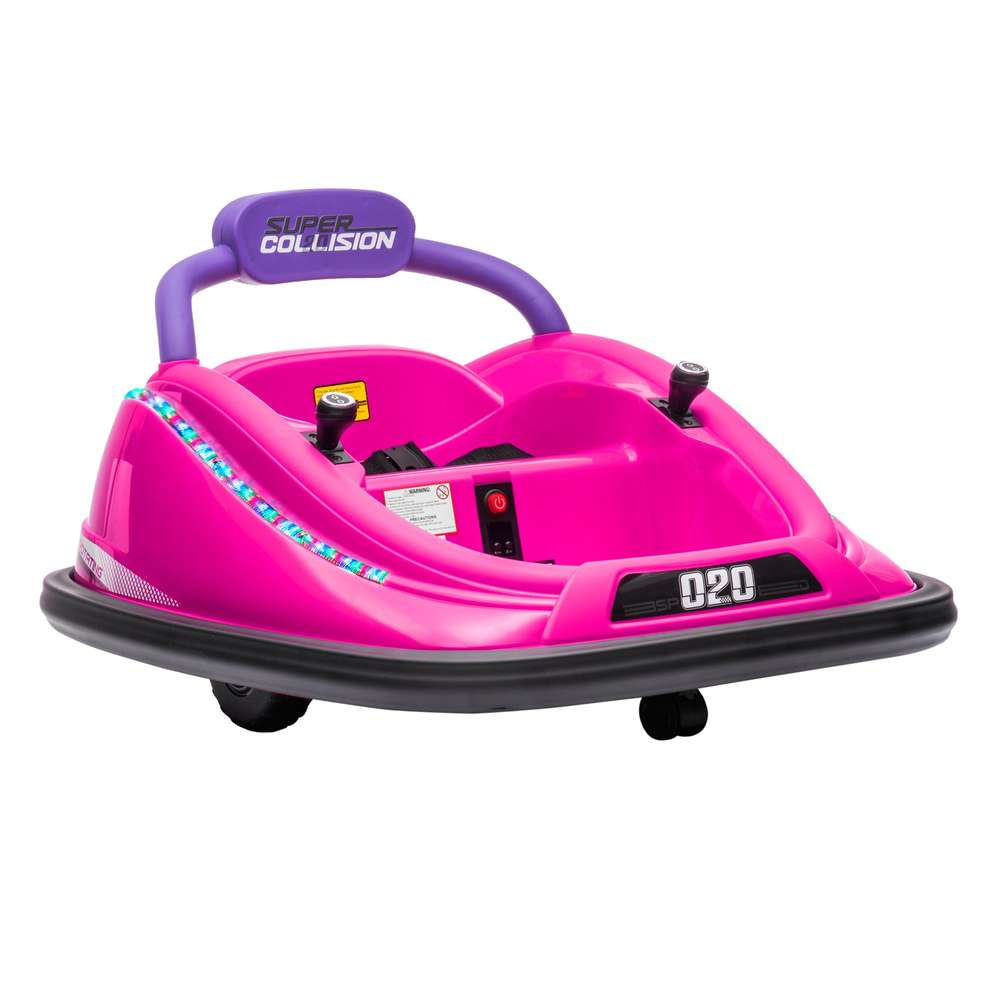 Aosom 12V Toddler Bumper Car: Remote Control, LED Lights, Ride-On Toy, Pink