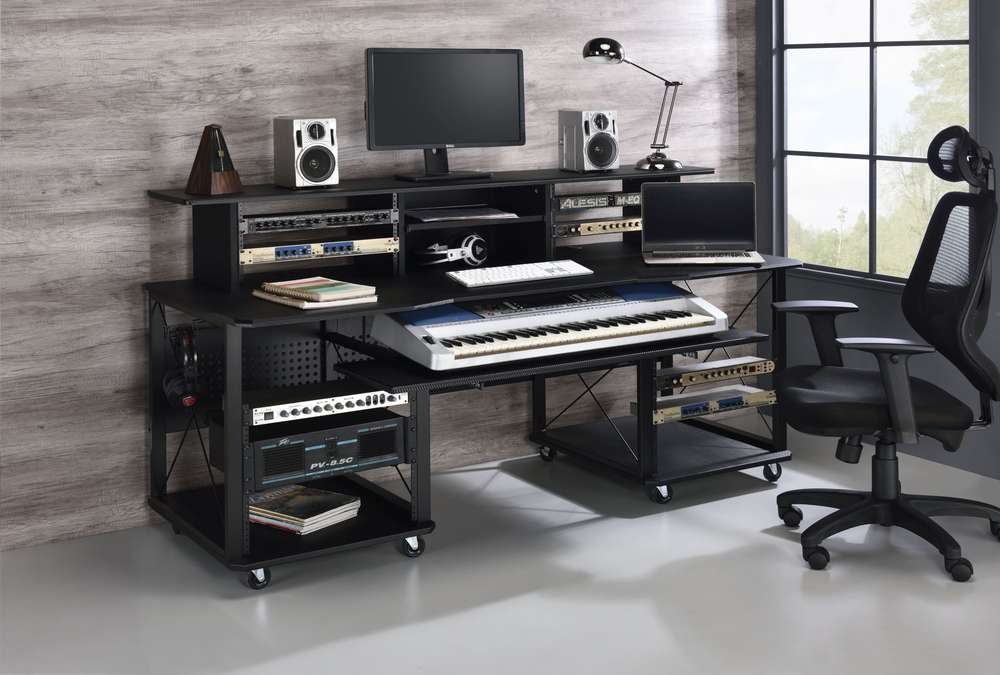 Black Megara Music Studio Desk - Modern Home Office