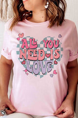 Plus Size - All You Need Is Love Graphic T-Shirt - Minihomy