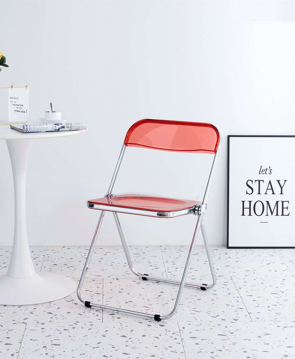 Folding Chair - Red Clear Transparent - Living Room, Office, Party