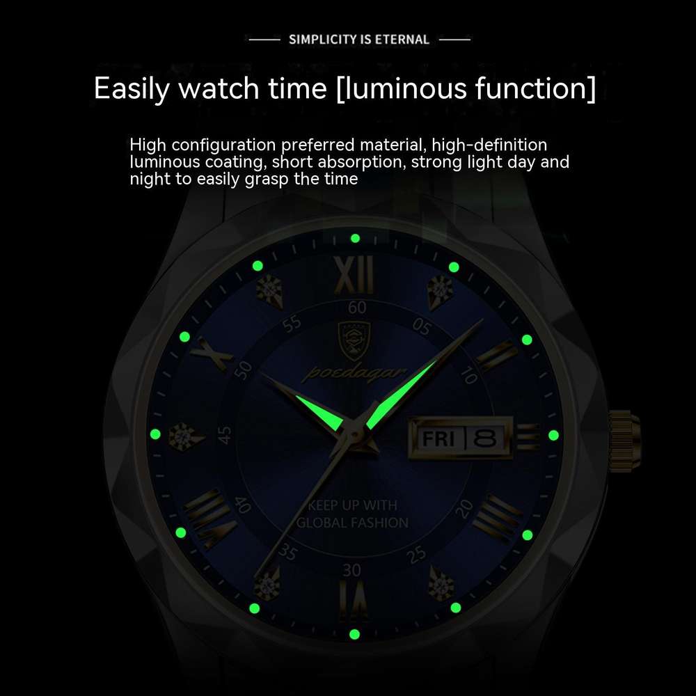 Men's Waterproof Double Calendar Luminous Quartz Watch - Minihomy